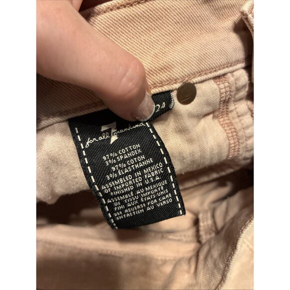 7 for all mankind Women’s Solid Salmon Pink Jean Denim Shorts Mid Rise 24 - Picture 4 of 4